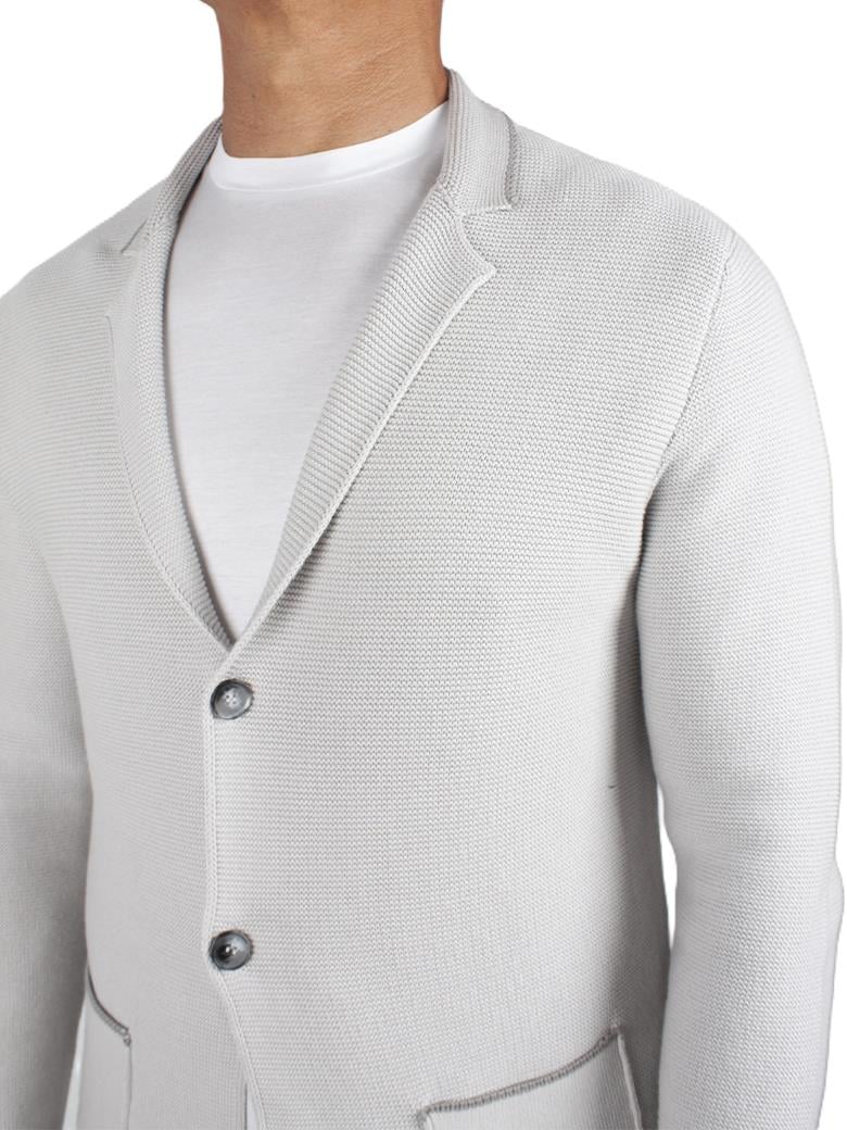 Standart Fit Düğmeli %100 Pamuk Gri Triko Ceket