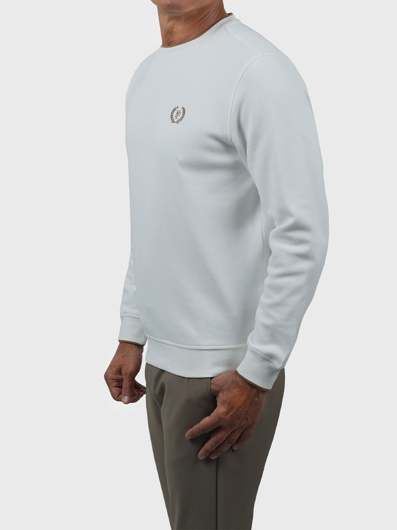 Standart Fit Ekru Bisiklet Yaka İnterlok Sweatshirt