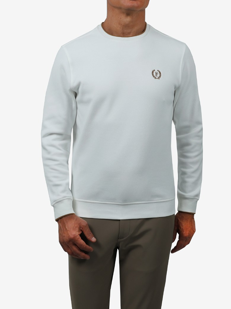 Standart Fit Ekru Bisiklet Yaka İnterlok Sweatshirt
