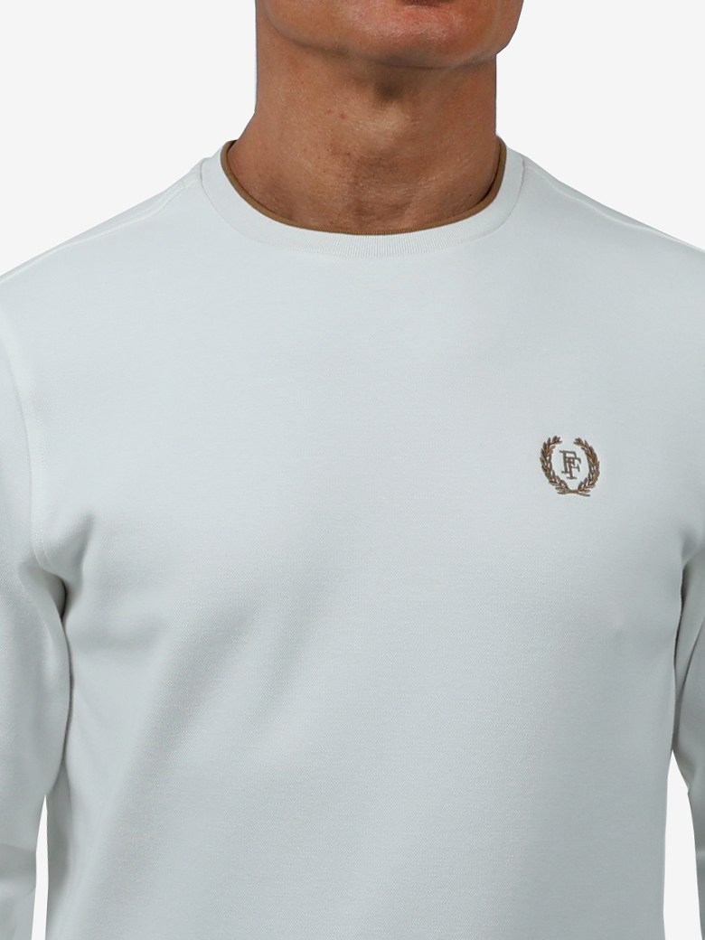 Standart Fit Ekru Bisiklet Yaka İnterlok Sweatshirt