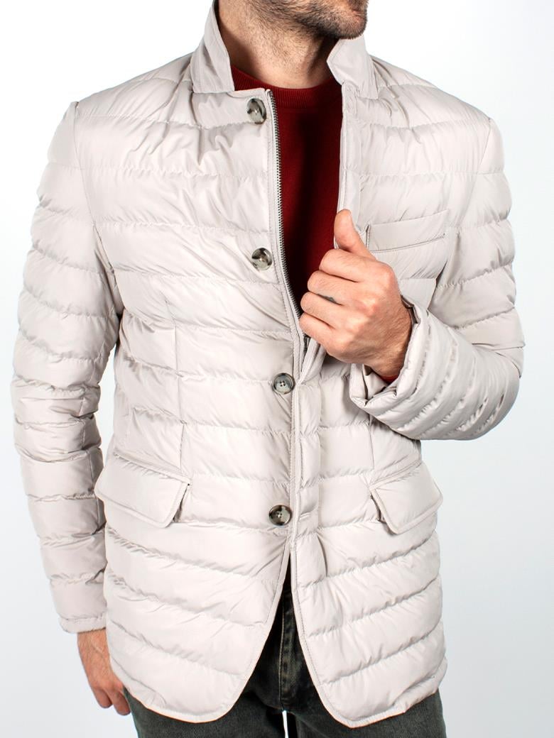 Standart Fit Elyaf Dolgulu Ekru Şişme Mont