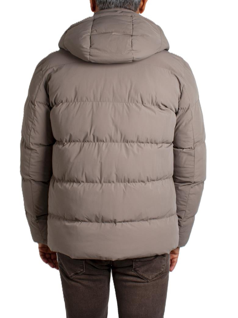 Standart Fit Elyaf Dolumlu Kapüşonlu Bej Şişme Mont