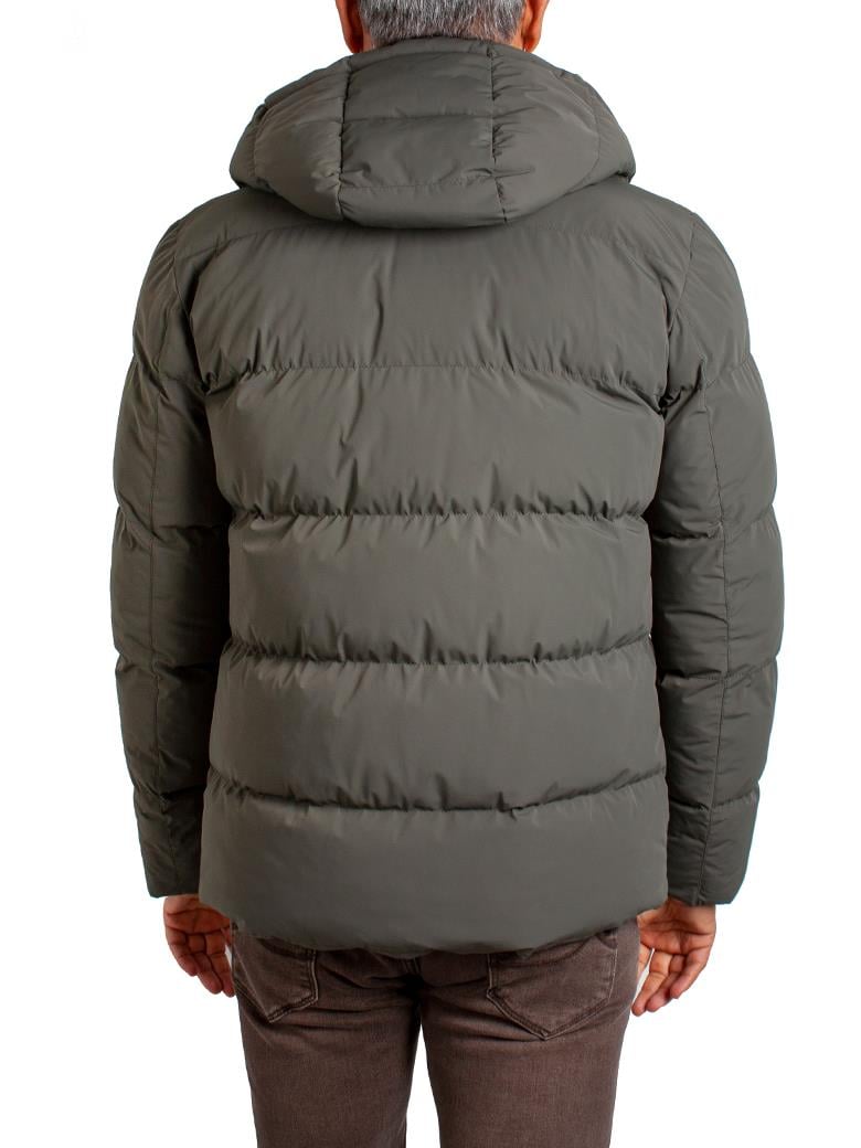 Standart Fit Elyaf Dolumlu Kapüşonlu Haki Şişme Mont