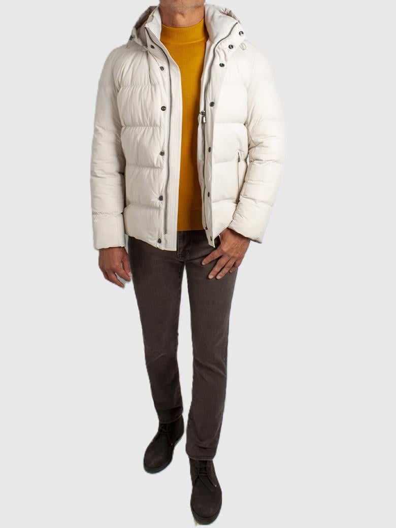 Standart Fit Elyaf Dolumlu Kapüşonlu Kemik Şişme Mont