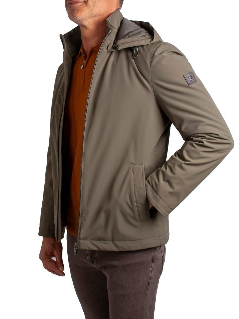 Standart Fit Elyaf Dolumlu Kapüşonlu Su Geçirmez Haki Mont