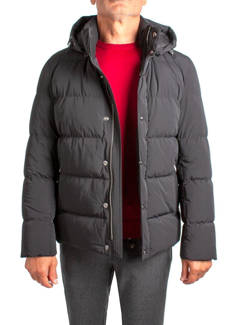 Standart Fit Elyaf Dolumlu Kapüşonlu Siyah Şişme Mont