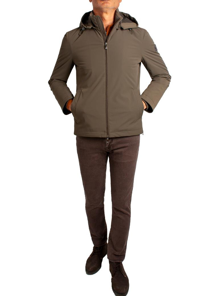 Standart Fit Elyaf Dolumlu Kapüşonlu Su Geçirmez Haki Mont
