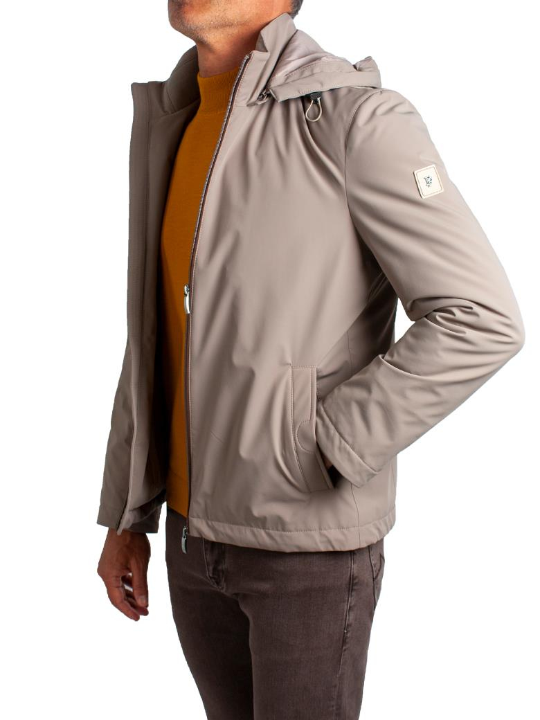 Standart Fit Elyaf Dolumlu Kapüşonlu Su Geçirmez Bej Mont