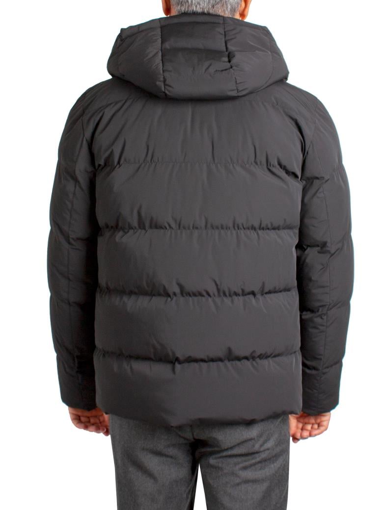 Standart Fit Elyaf Dolumlu Kapüşonlu Siyah Şişme Mont