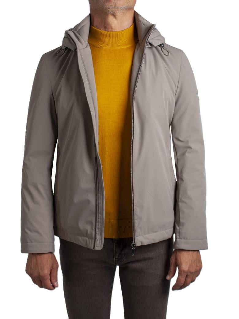 Standart Fit Elyaf Dolumlu Kapüşonlu Su Geçirmez Bej Mont