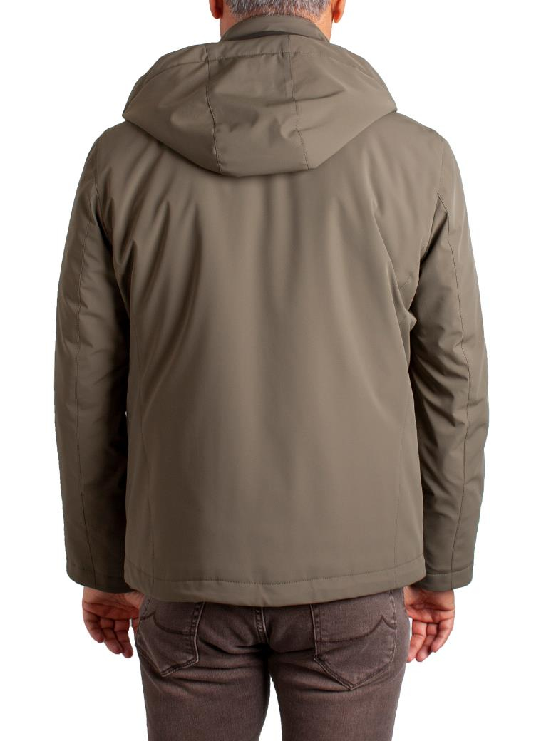 Standart Fit Elyaf Dolumlu Kapüşonlu Su Geçirmez Haki Mont