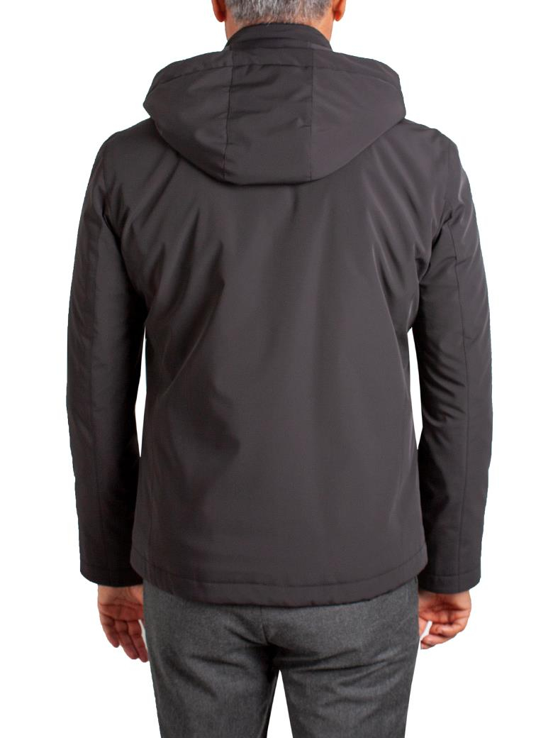 Standart Fit Elyaf Dolumlu Kapüşonlu Su Geçirmez Siyah Mont