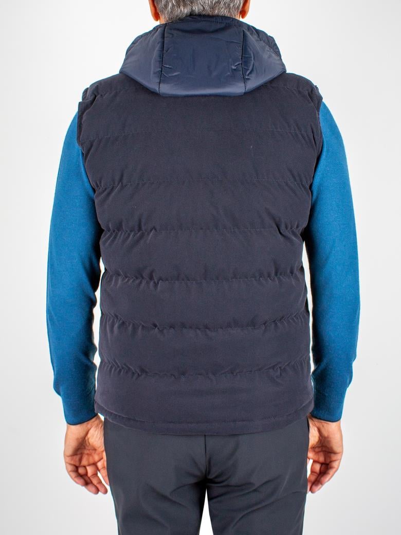 Standart Fit İçten Fermuarlı Kapşonlu Lacivert Şişme Yelek