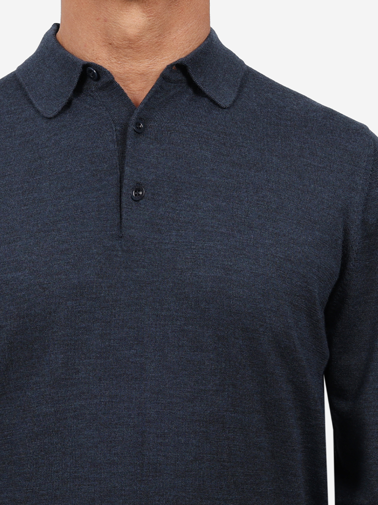 Standart Fit İndigo Yün Polo Yaka Triko