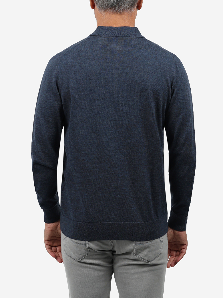Standart Fit İndigo Yün Polo Yaka Triko