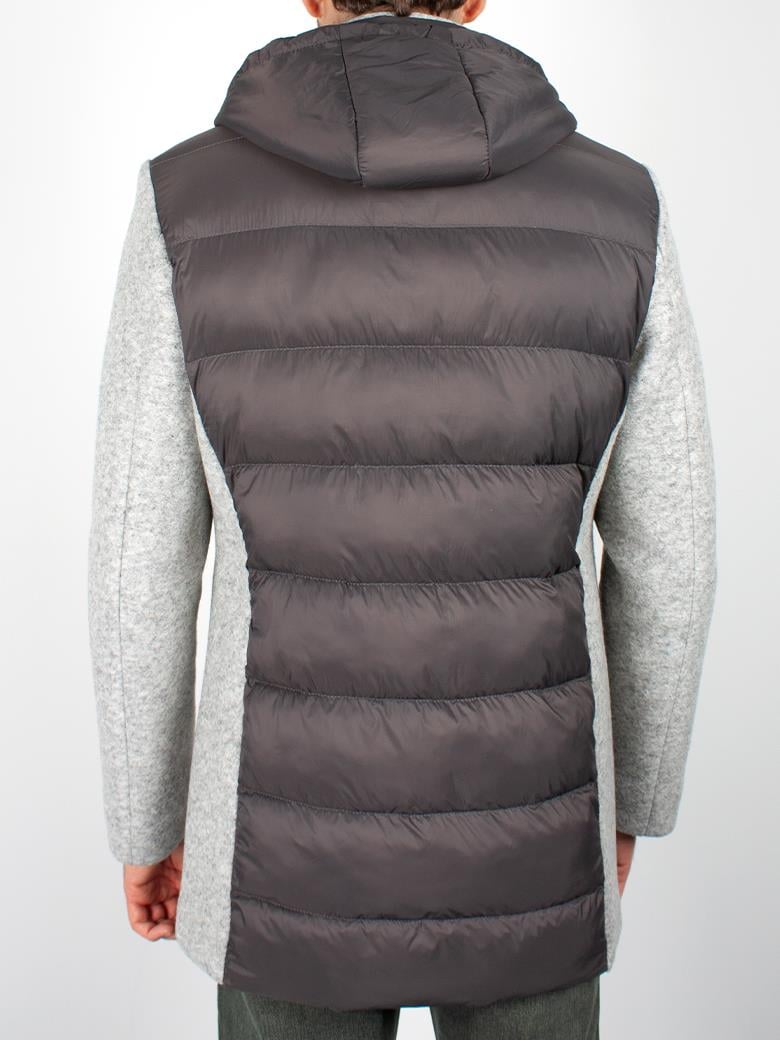 Standart Fit Kapşonlu Gri Yün Kaban