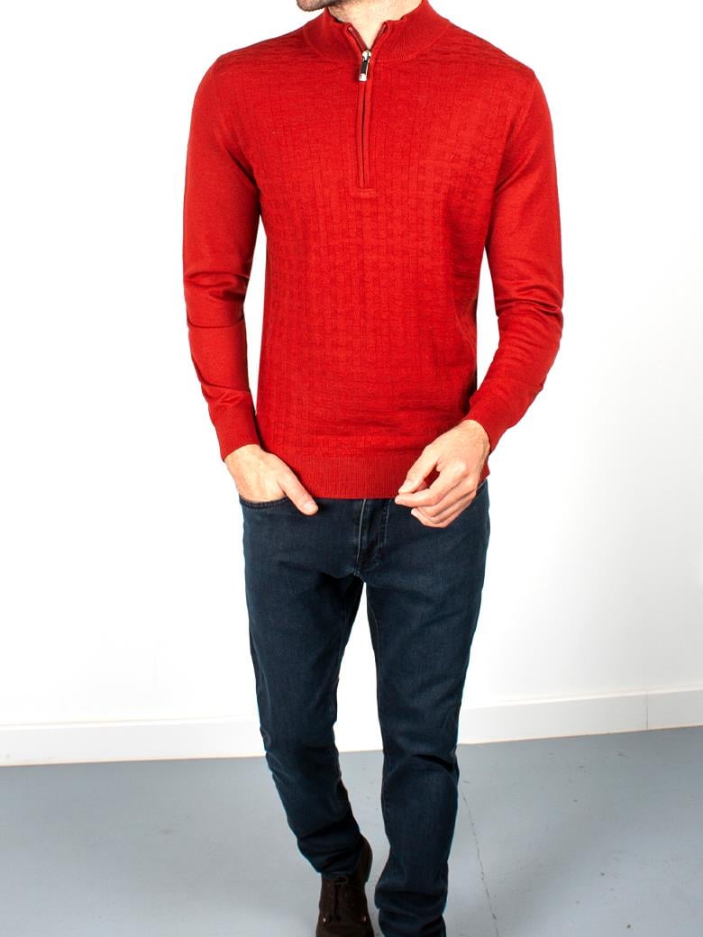 Standart Fit Kiremit Troyer Yaka Yün Triko