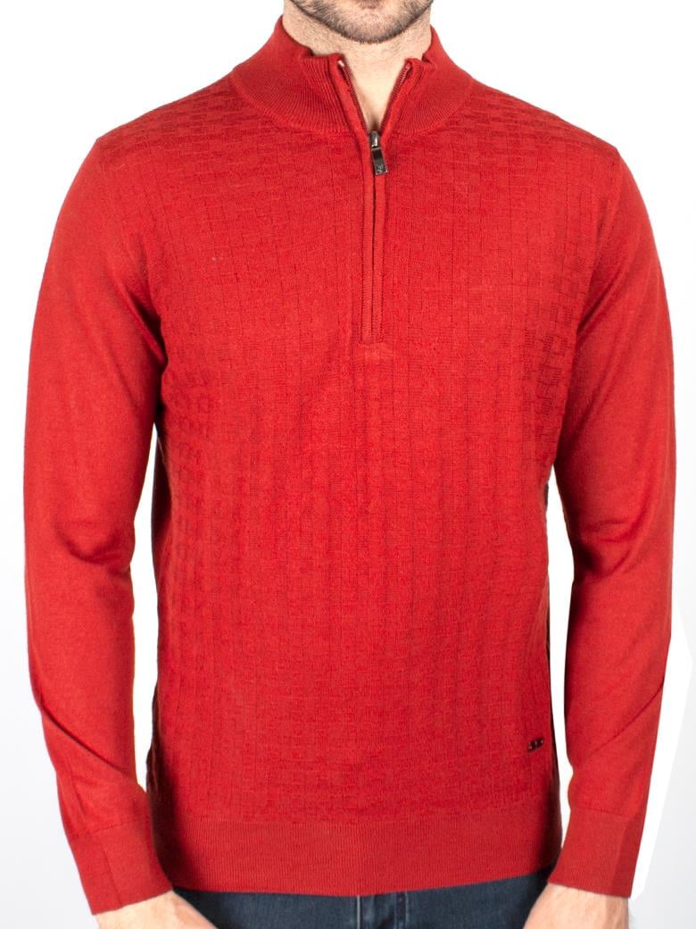 Standart Fit Kiremit Troyer Yaka Yün Triko