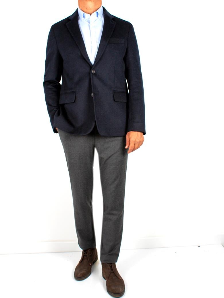 Standart Fit Koyu Lacivert Yün Kaşmir Blazer Ceket