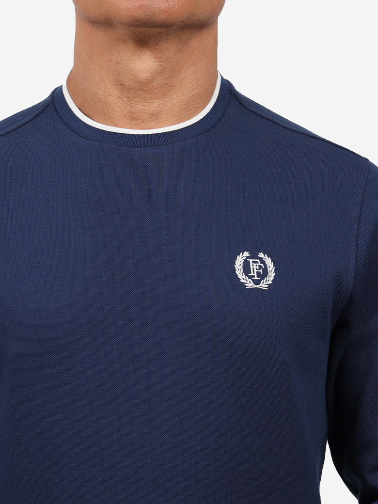 Standart Fit Lacivert Bisiklet Yaka İnterlok Sweatshirt