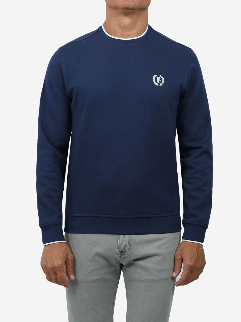 Standart Fit Lacivert Bisiklet Yaka İnterlok Sweatshirt