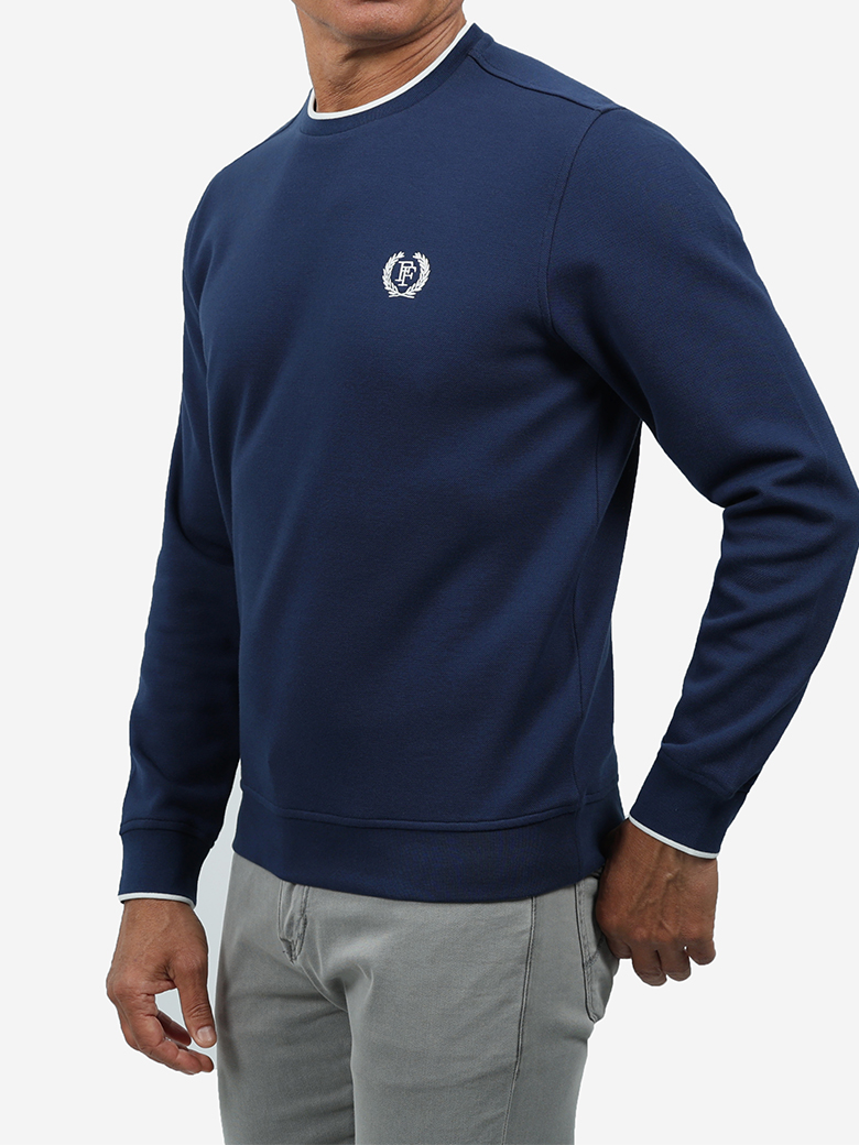 Standart Fit Lacivert Bisiklet Yaka İnterlok Sweatshirt