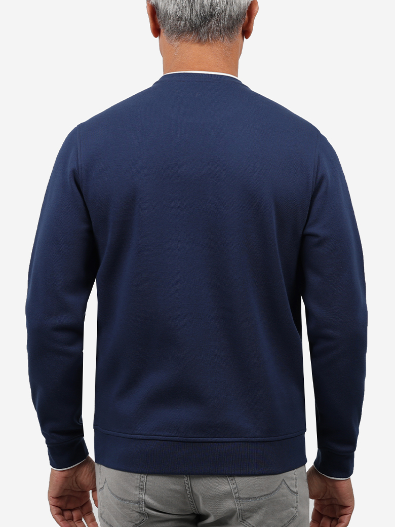 Standart Fit Lacivert Bisiklet Yaka İnterlok Sweatshirt