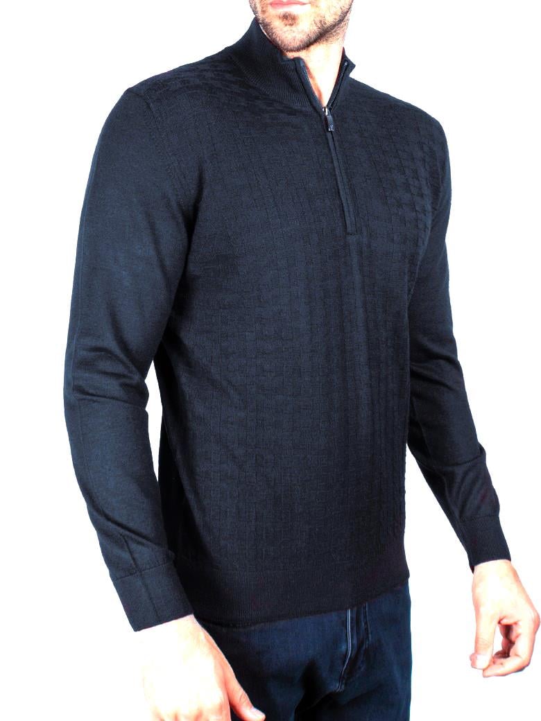 Standart Fit Lacivert Troyer Yaka Yün Triko