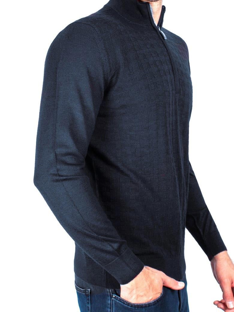 Standart Fit Lacivert Troyer Yaka Yün Triko