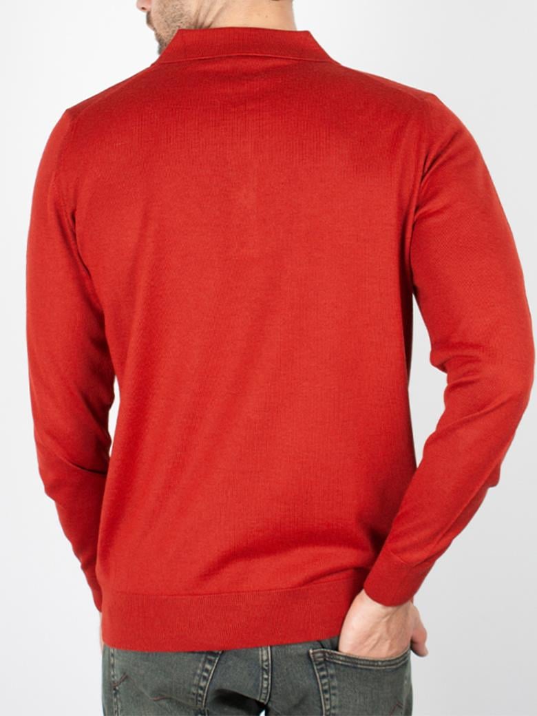Standart Fit Normal Kesim Polo Yaka Kiremit Triko Yün Kazak