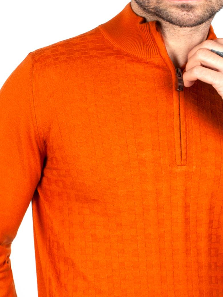 Standart Fit Oranj Troyer Yaka Yün Triko