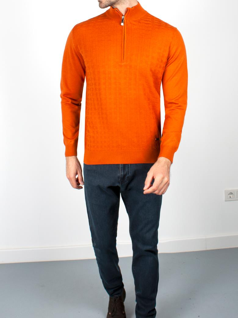 Standart Fit Oranj Troyer Yaka Yün Triko