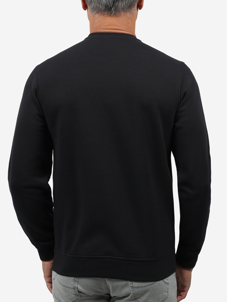 Standart Fit Siyah Bisiklet Yaka İnterlok Sweatshirt
