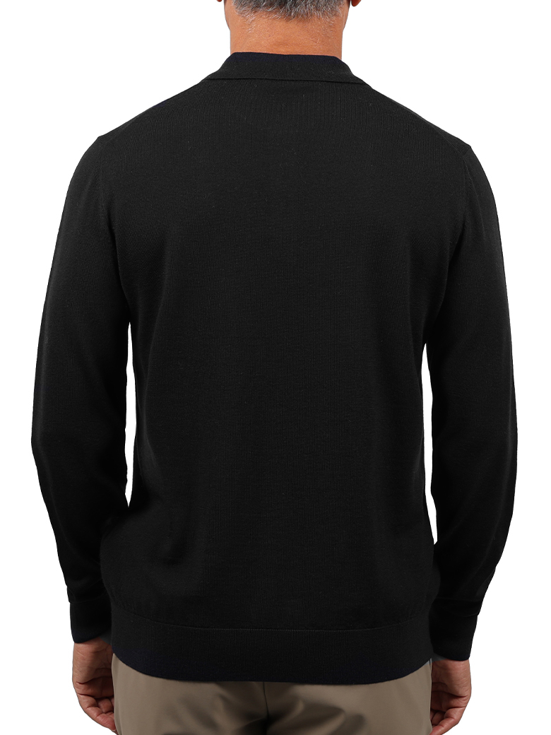 Standart Fit Siyah Yün Polo Yaka Triko