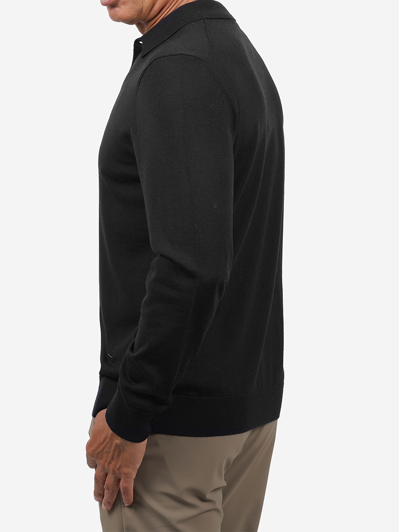 Standart Fit Siyah Yün Polo Yaka Triko