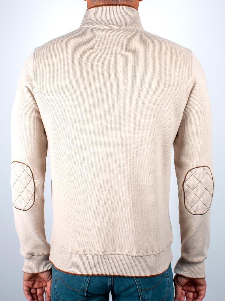 Standart Fit Troyer Yaka Ekru Fermuarlı Pamuk Sweatshirt