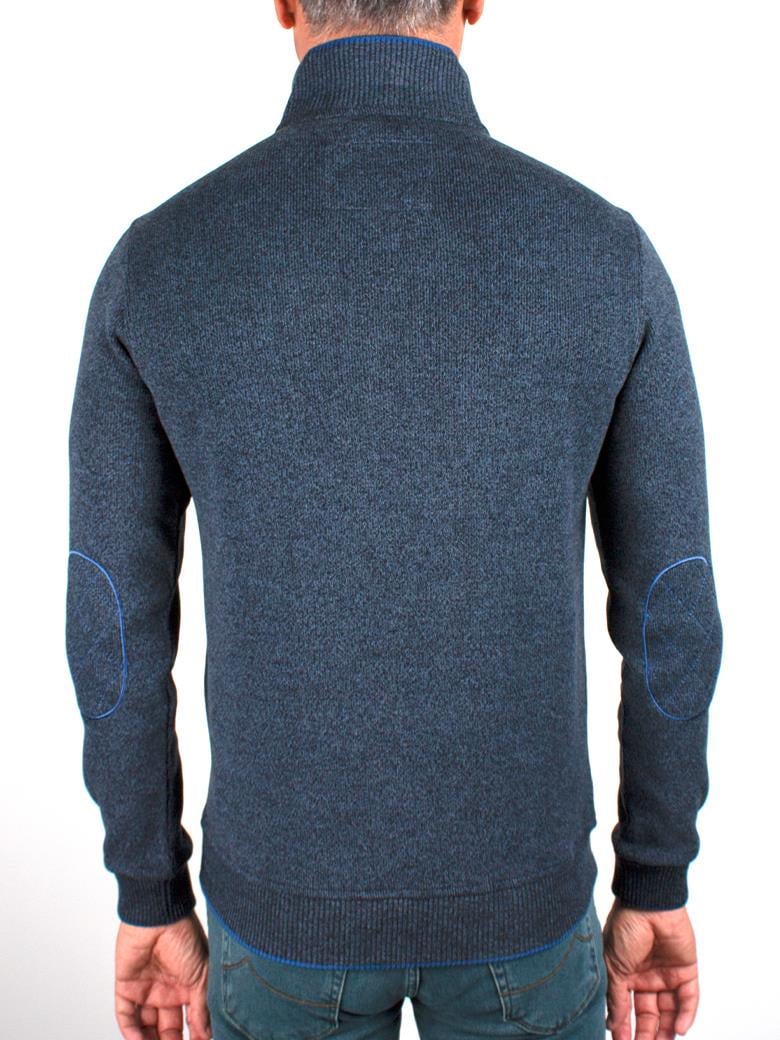 Standart Fit Troyer Yaka İndigo Fermuarlı Pamuk Sweatshirt