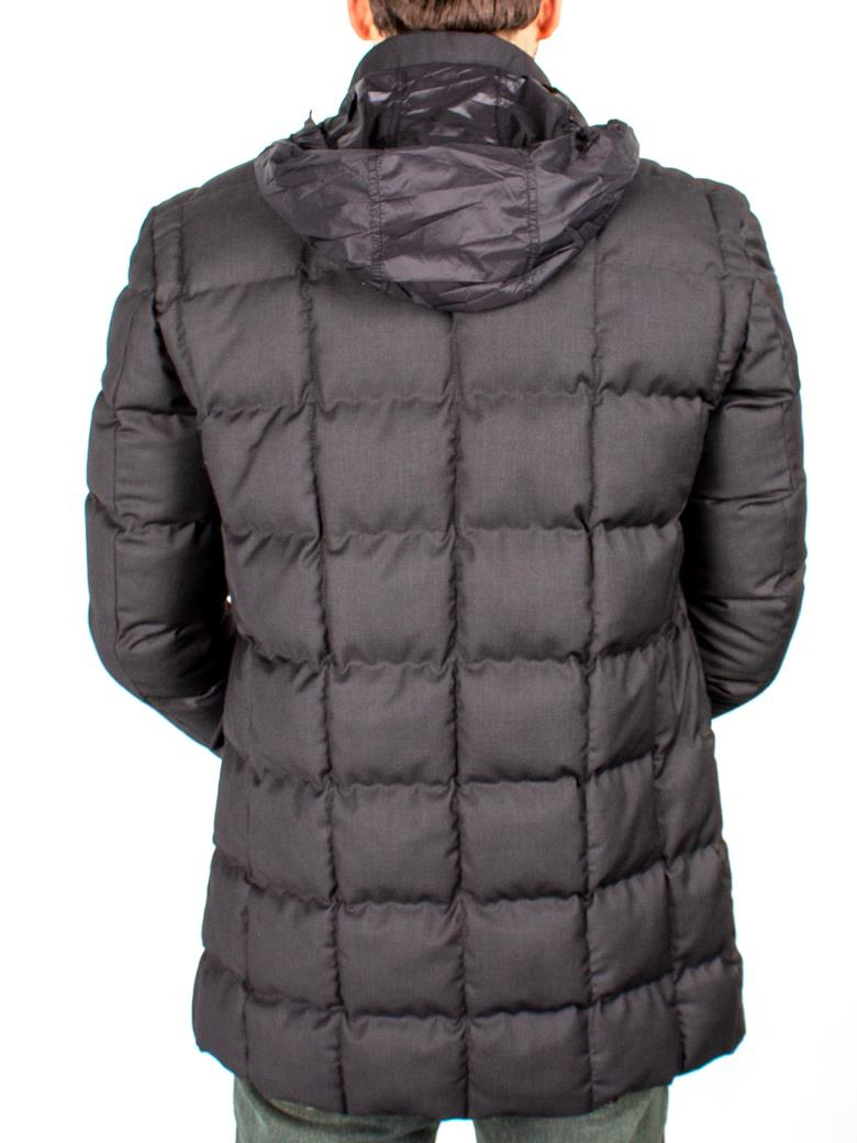 Standart Kesim Antrasit Gizli Kapşonlu Şişme Uzun Kaban