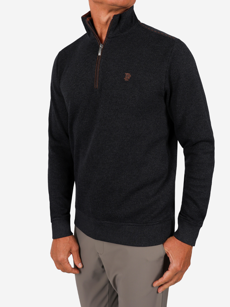 Troyer Yaka Fermuarlı Antrasit Sweatshirt