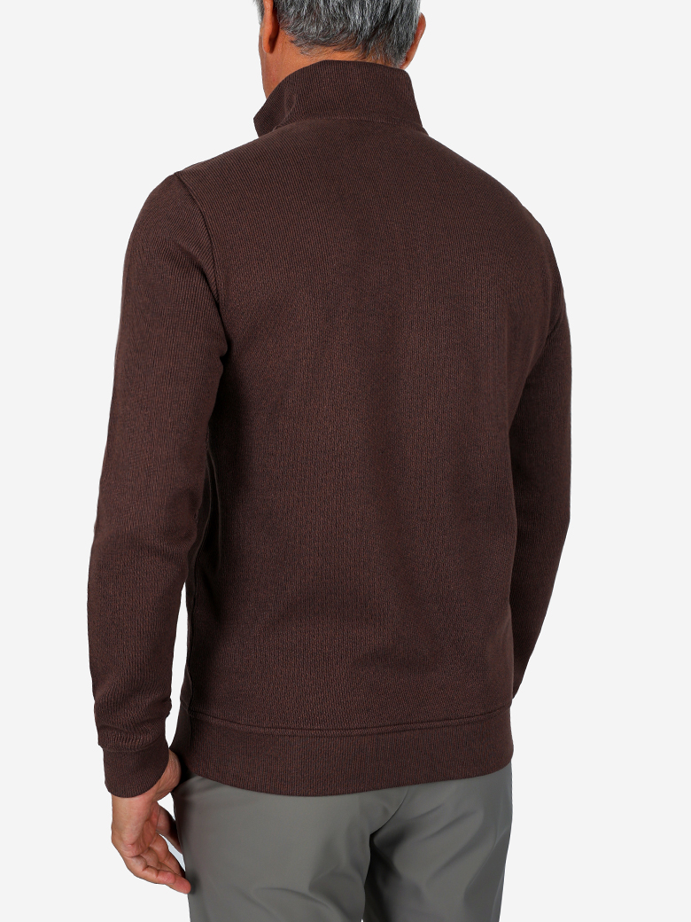 Troyer Yaka Fermuarlı Kahve Sweatshirt