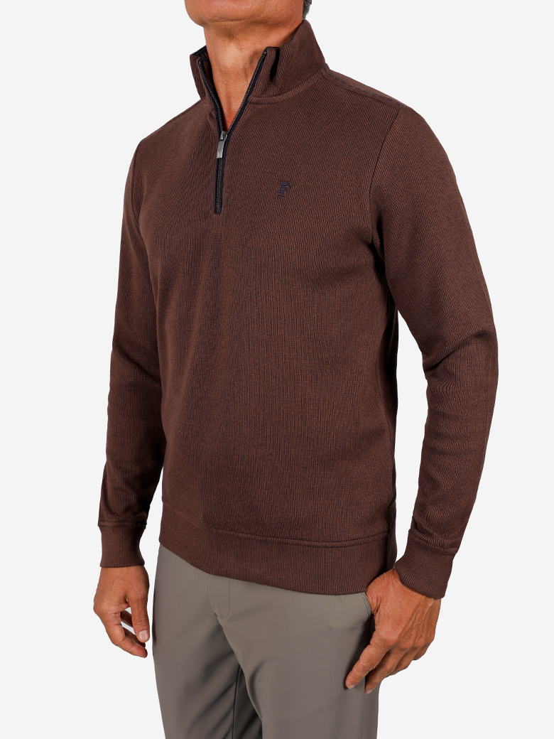 Troyer Yaka Fermuarlı Kahve Sweatshirt