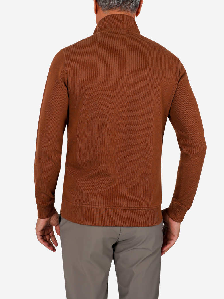 Troyer Yaka Fermuarlı Kiremit Sweatshirt