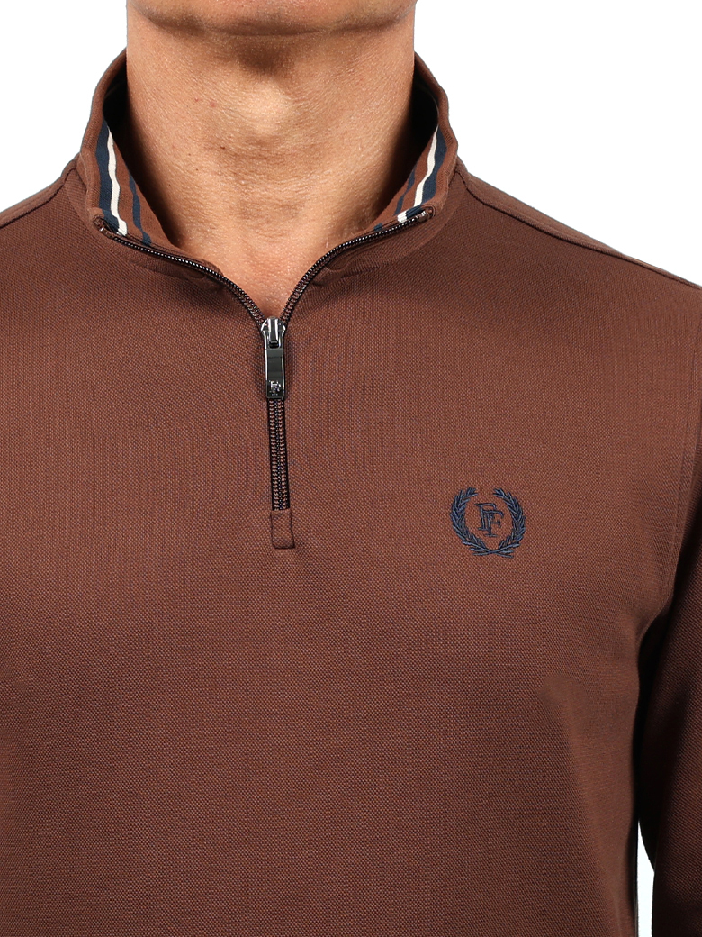 Troyer Yaka Fermuarlı Sweatshirt