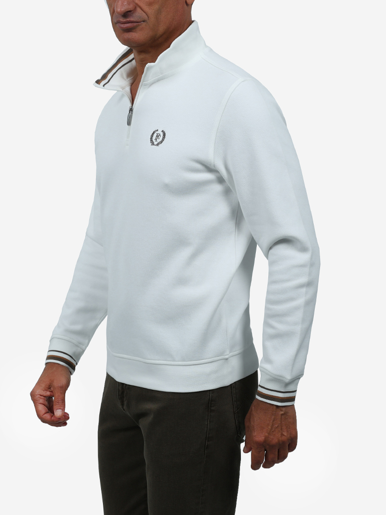 Troyer Yaka Fermuarlı Sweatshirt