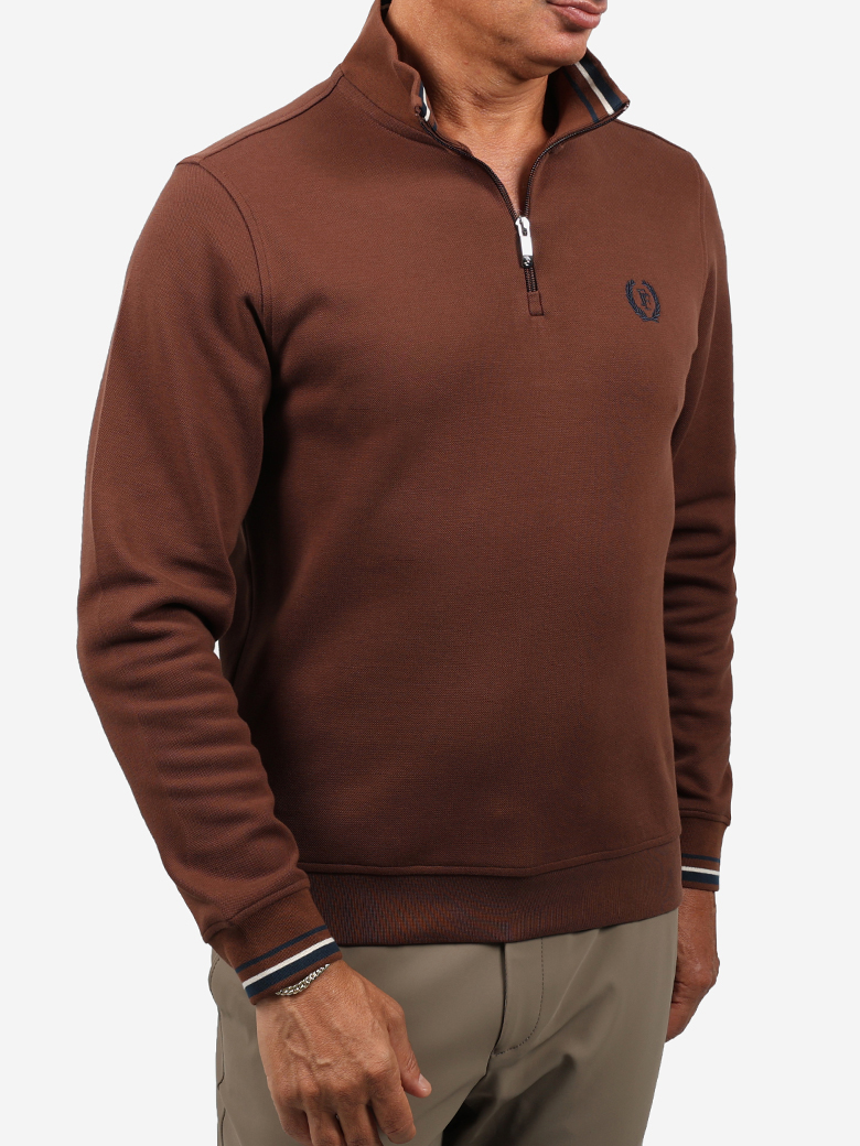 Troyer Yaka Fermuarlı Sweatshirt
