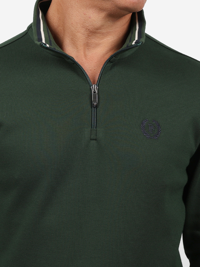 Troyer Yaka Fermuarlı Sweatshirt