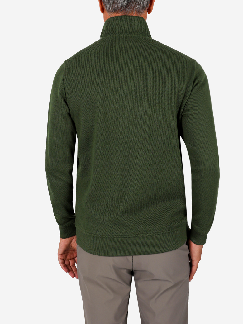 Troyer Yaka Fermuarlı Yeşil Sweatshirt
