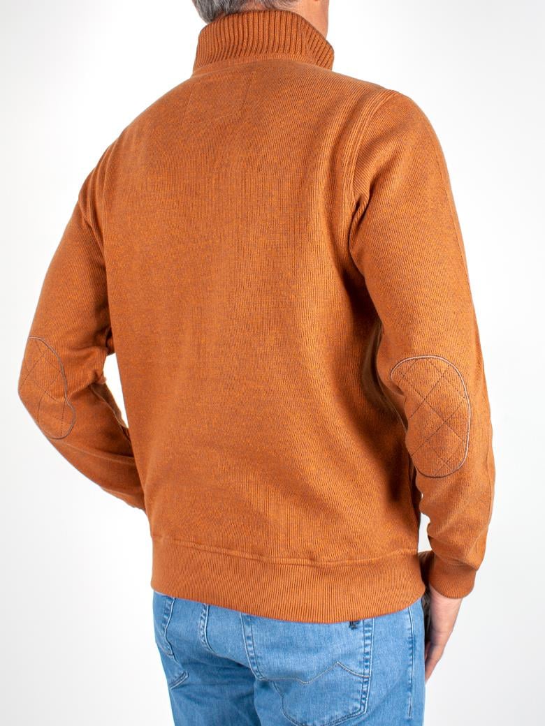 Troyer Yaka Hardal Fermuarlı Pamuk Sweatshirt