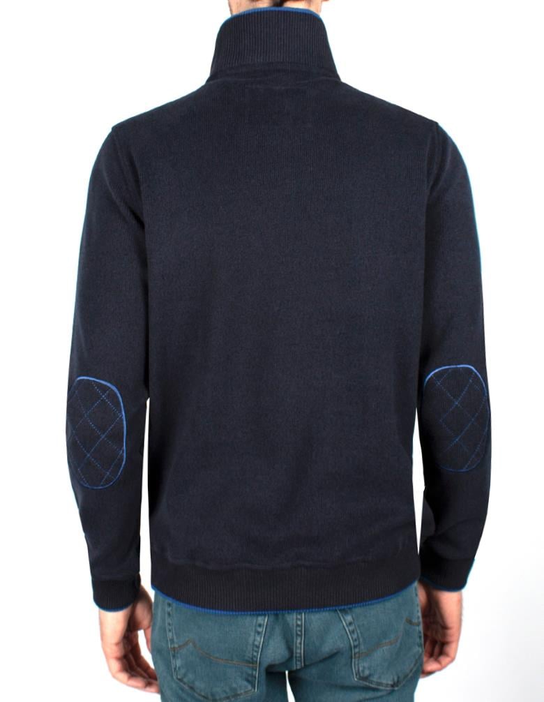 Standart Fit Troyer Yaka Lacivert Fermuarlı Pamuk Sweatshirt