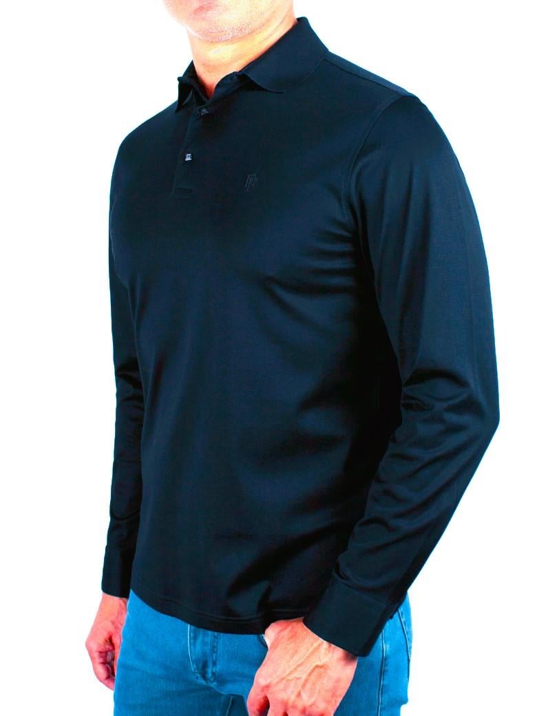 Uzun Kollu Merserize Pamuk Lacivert Polo Shirt